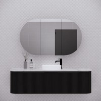 Paris Oval Matte Black Shaving Cabinet